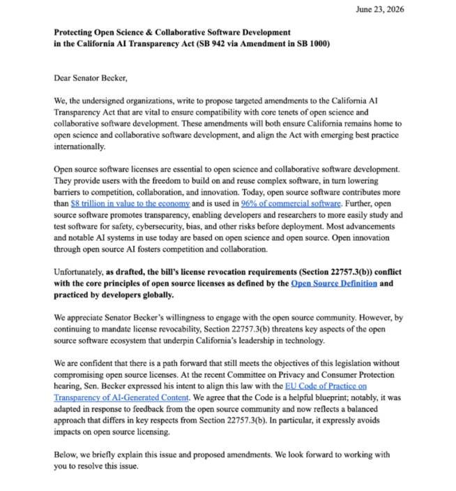 GitHub joins coalition advocating for fixes to California AI Transparency Act to…